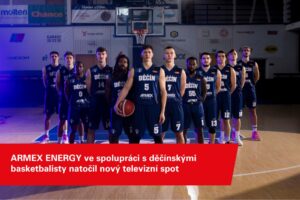 Basketbalový tým BK ARMEX ENERGY Děčín při natáčení nového televizního spotu na palubovce